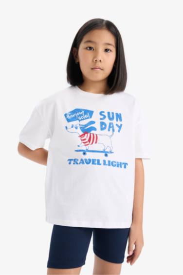 طقم بناتي قطن - قطعتين