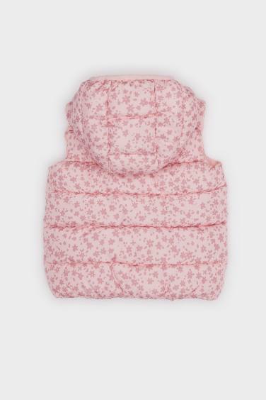 Kız Bebek Rüzgar Geçirmez Su Geçirmez Kapüşonlu Desenli Şişme Yelek