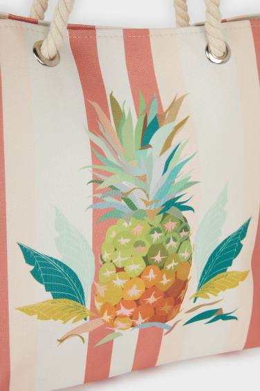 Kadın Ananas Desenli Plaj Çantası