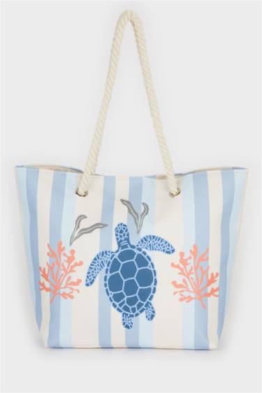 Kadın Kaplumbağa Desenli Plaj Çantası