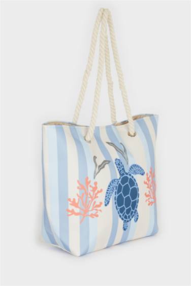 Kadın Kaplumbağa Desenli Plaj Çantası