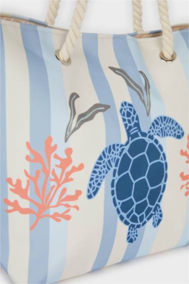 Kadın Kaplumbağa Desenli Plaj Çantası