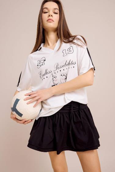 Oversize Fit Printed Polo T-Shirt