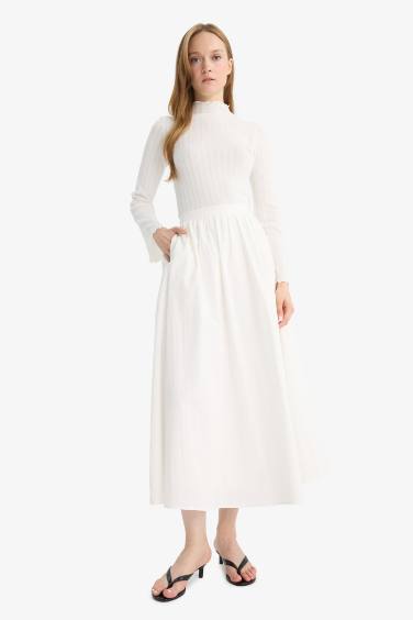 A Cut Poplin Maxi Skirt