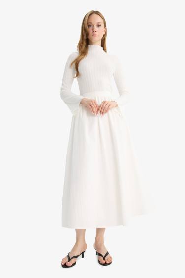 A Cut Poplin Maxi Skirt