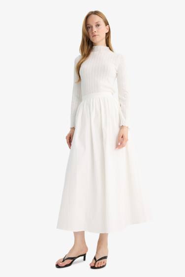 A Cut Poplin Maxi Skirt