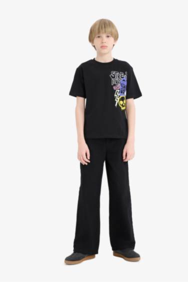 Футболка с круглым вырезом и короткими рукавами с принтом для мальчиков