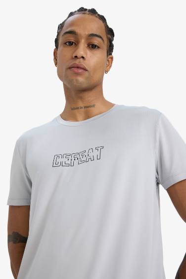 DeFactoFit Slim Fit Crew Neck Printed Sports T-Shirt
