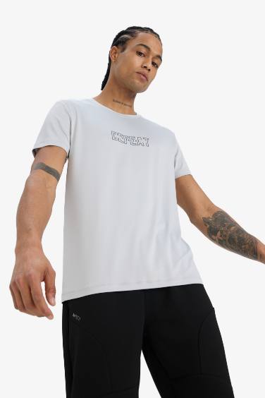 DeFactoFit Slim Fit Crew Neck Printed Sports T-Shirt