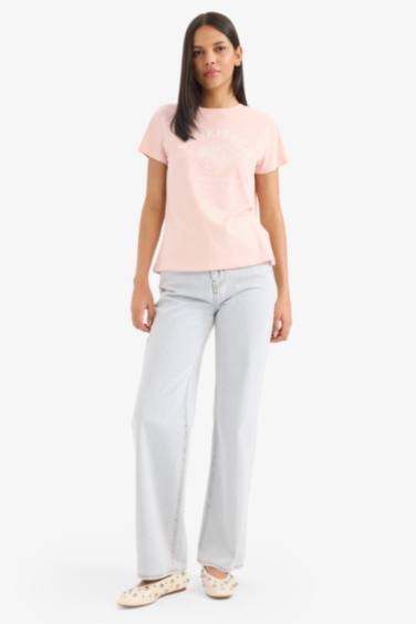 تيشيرت نص ردن قصة عادية وياخة مستديرة بطبعة بحر