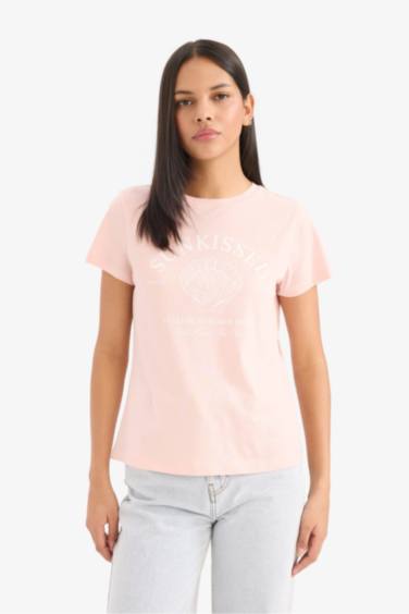 تيشيرت نص ردن قصة عادية وياخة مستديرة بطبعة بحر