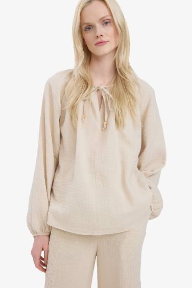 Oversize Fit Crew Neck Long Sleeve Blouse