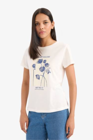 дөңгелек жаға гүлді супрема мақтасы Футболка