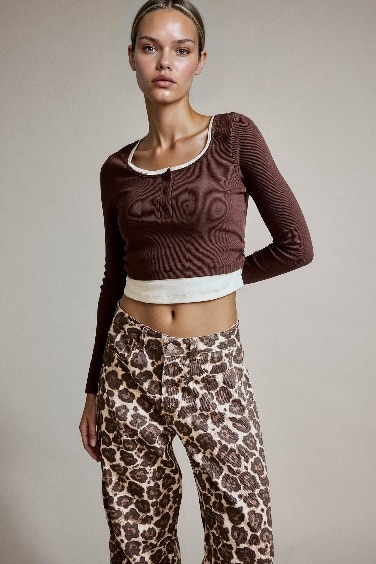 Fitted Corduroy Long Sleeve T-Shirt