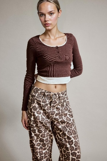 Fitted Corduroy Long Sleeve T-Shirt