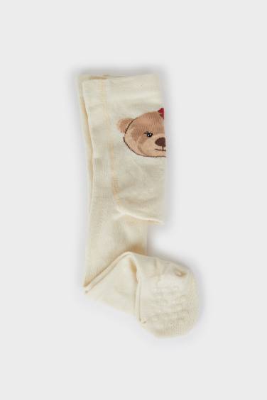 Детские хлопковые колготки с противоскользящей подошвой для девочек