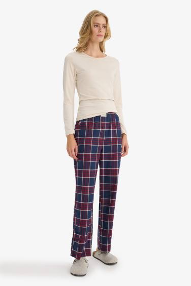 Regular Fit Uzun Boy Kareli Pijama Altı-Fall in Love