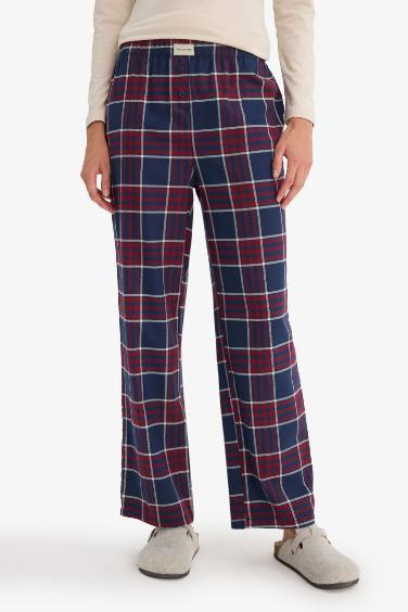 Regular Fit Uzun Boy Kareli Pijama Altı-Fall in Love