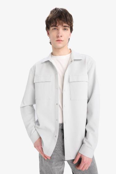 Regular Fit Çift Cepli Twill Uzun Kollu Gömlek