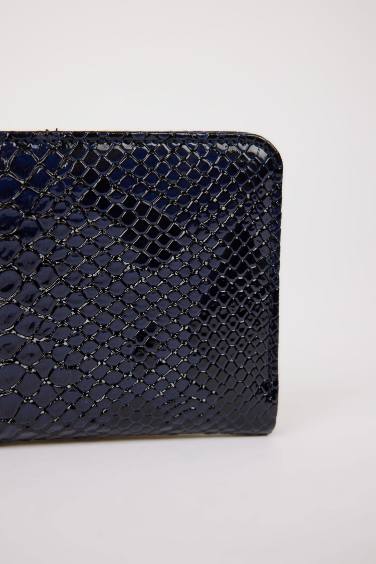 محفظة حريمي جلد صناعي كحلي