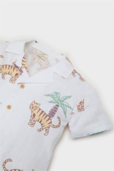 Baby Boy Patterned Flam Poplin Shirt Jeans 2 Piece Set