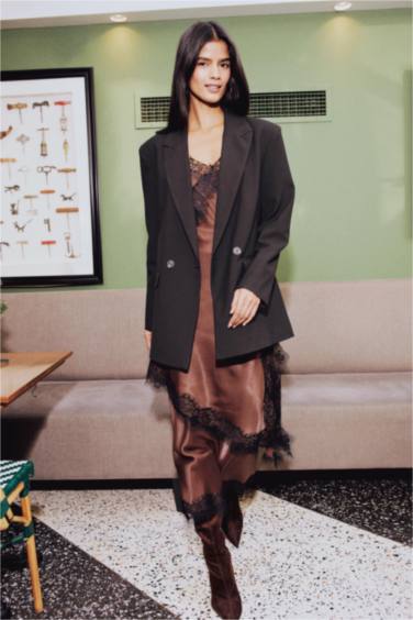 Oversize Geniş Kalıp Ceket Yaka Blazer Ceket