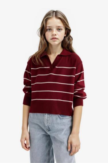 بلوفر قصة عادية بياقة بولو