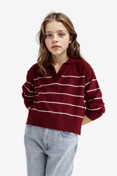 بلوفر قصة عادية بياقة بولو