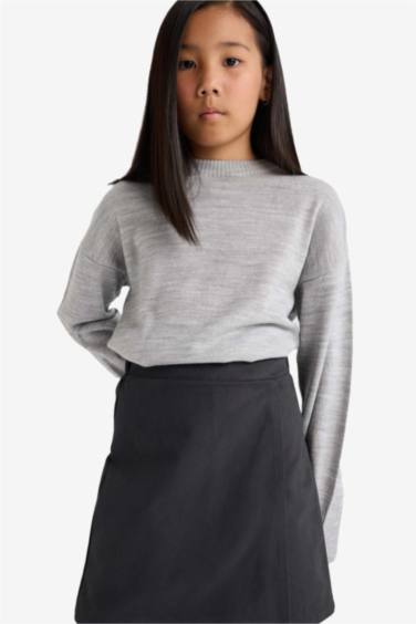 Girl Oversize Fit Crew Neck Pullover