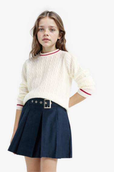 Girl Standard Fit Crew Neck Knit Pullover