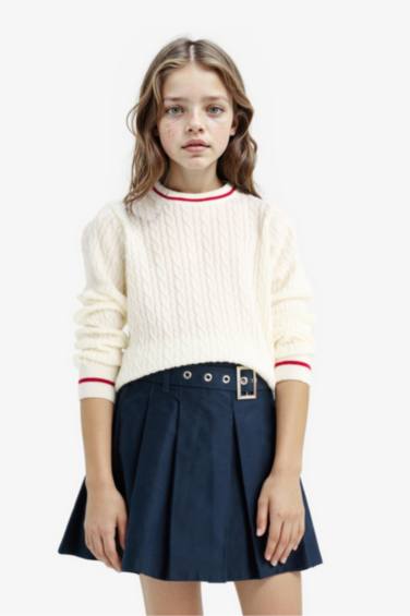Girl Standard Fit Crew Neck Knit Pullover