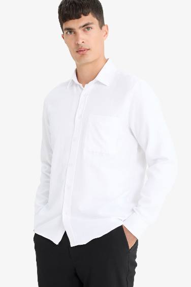 Regular Fit Polo Collar Long Sleeve Shirt