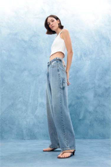 tall hem Denim Trousers