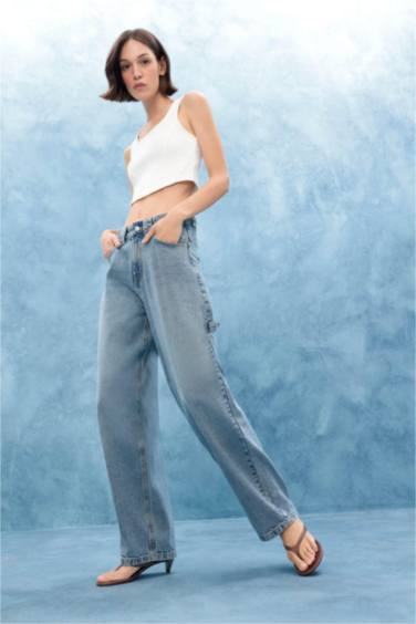 tall hem Denim Trousers