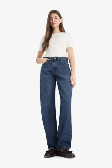 Carpenter Fit High Waist Straight Leg Jeans