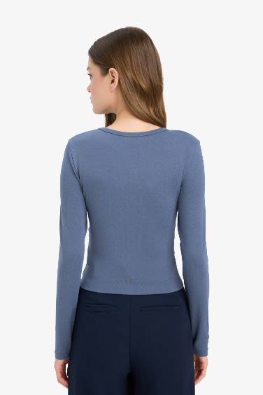 Fitted Crew Neck Ribbed T-Shirt