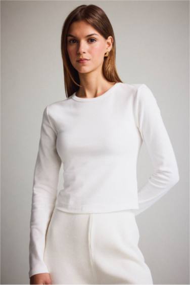 Fitted Crew Neck Ribbed T-Shirt