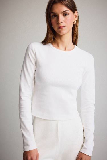 Fitted Crew Neck Ribbed T-Shirt