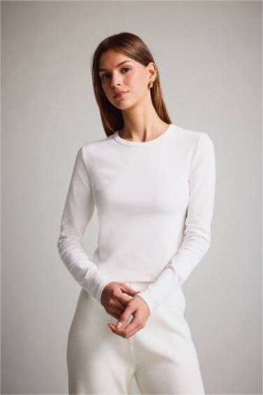 Fitted Crew Neck Ribbed T-Shirt