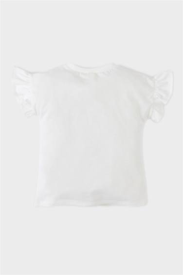 تيشيرت بنات نص كم فلورال قصة عادية برقبة مستديرة