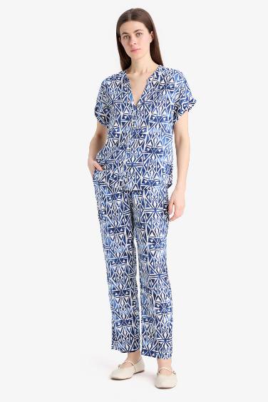 Carrot Fit Wide Leg Printed Trousers