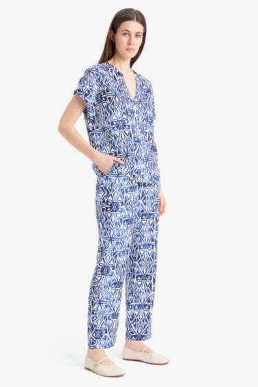 Carrot Fit Wide Leg Printed Trousers