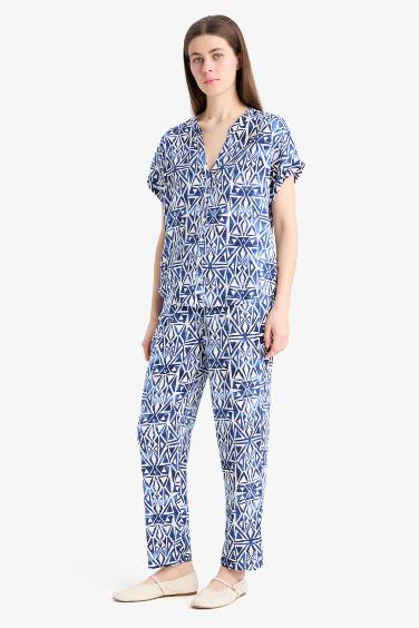 Carrot Fit Wide Leg Printed Trousers