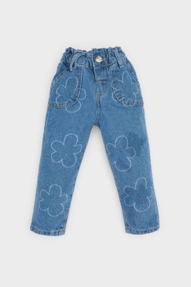 Baby Girl Paperbag Floral Jeans