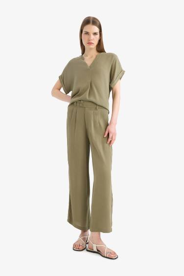 بنطرون قماش كرنكيل ميدي كولوت فيت برجل عادي