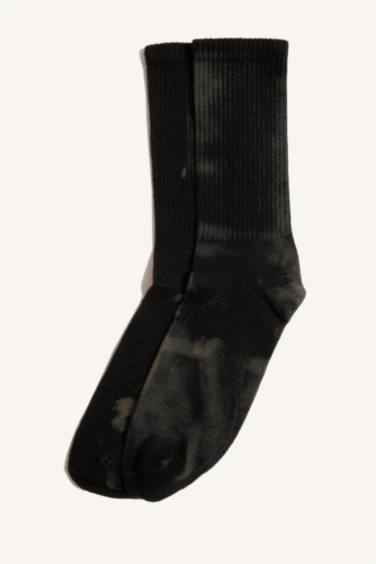Man Batik Dyed Combed Cotton Long Tennis Socks
