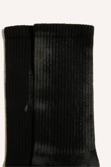 Man Batik Dyed Combed Cotton Long Tennis Socks