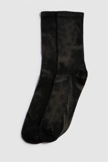 Man Batik Dyed Combed Cotton Long Tennis Socks