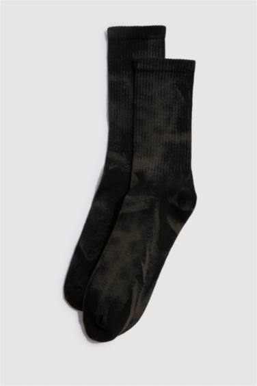 Man Batik Dyed Combed Cotton Long Tennis Socks