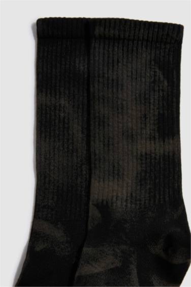 Man Batik Dyed Combed Cotton Long Tennis Socks